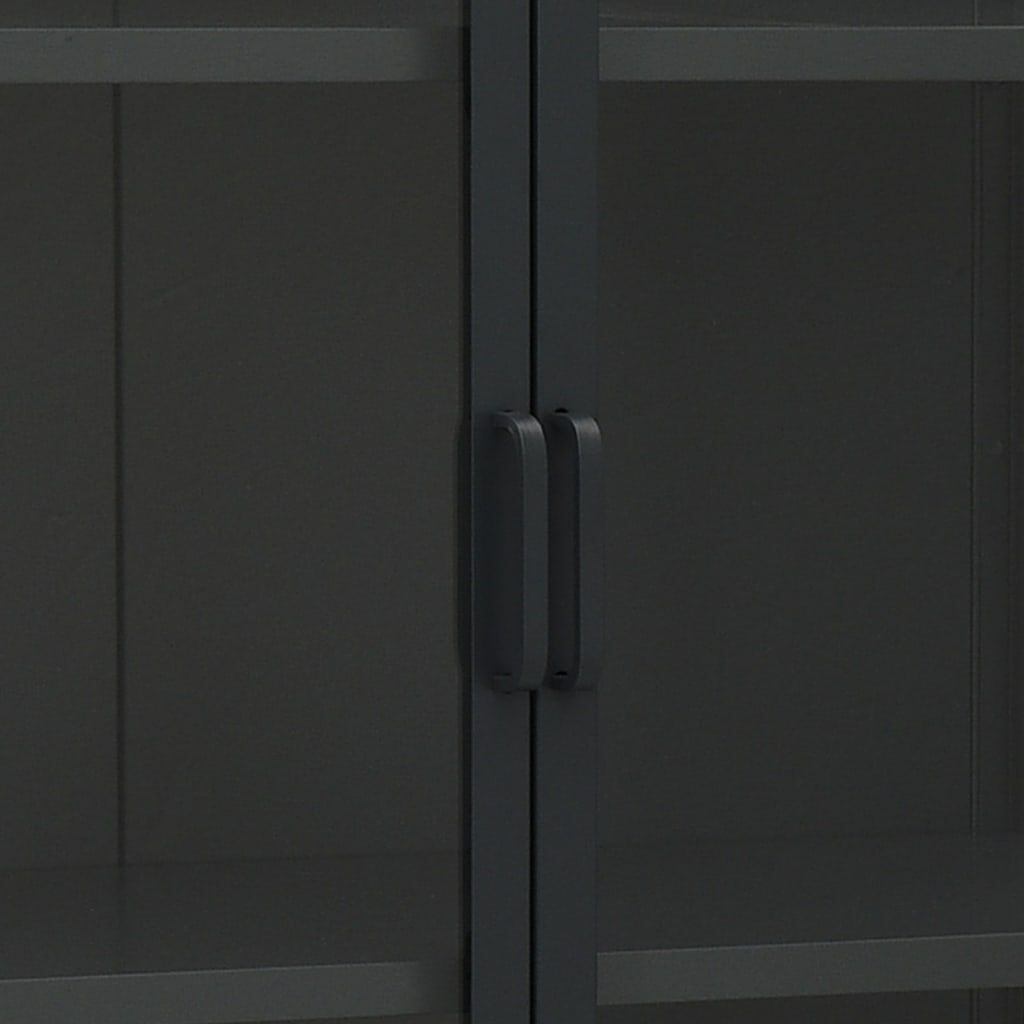 vidaXL Highboard Black 80x35x135 cm Steel and Tempered Glass