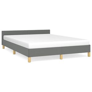 vidaXL Bed Frame without Mattress Dark Grey King Fabric