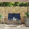 vidaXL Garden Sofa 2-Seater with Cushions&Table Grey Poly Rattan