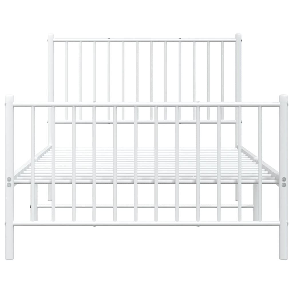 vidaXL Metal Bed Frame without Mattress with Footboard White 100x200cm