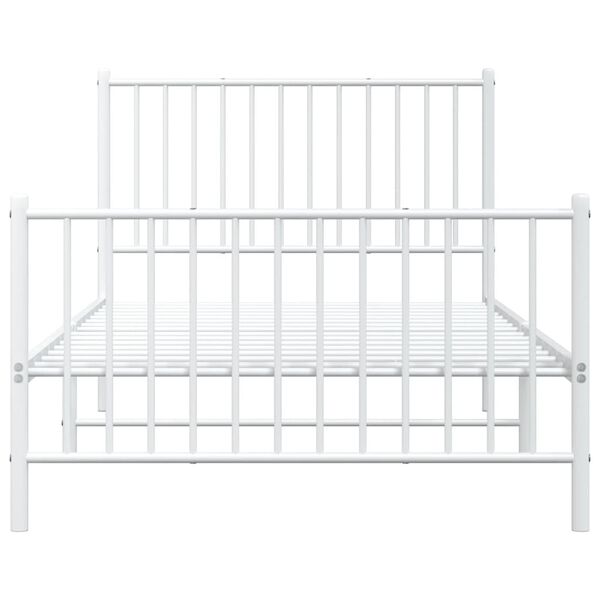 vidaXL Metal Bed Frame without Mattress with Footboard White 100x200cm