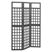 vidaXL 3-Panel Room Divider/Trellis Solid Fir Wood Black 121x180 cm