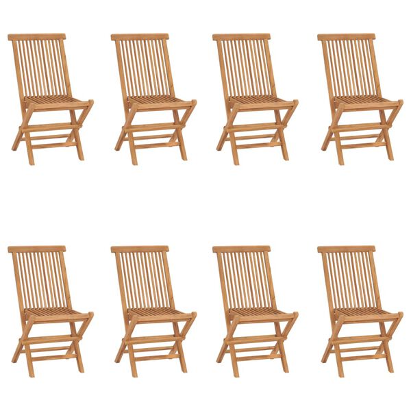 vidaXL Folding Garden Chairs 8 pcs Solid Teak Wood