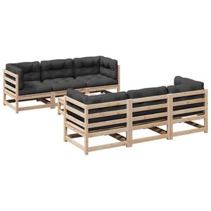 vidaXL 7 Piece Garden Sofa Set with Cushions Solid Wood Pine