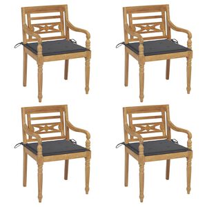 vidaXL Batavia Chairs with Cushions 4 pcs Solid Teak Wood