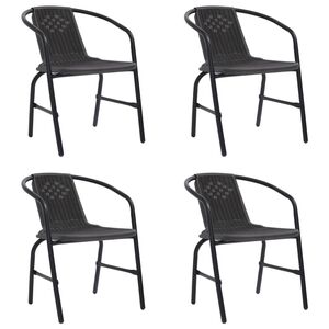 vidaXL Garden Chairs 4 pcs Plastic Rattan and Steel 110 kg