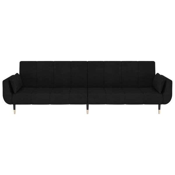 vidaXL 2-Seater Sofa Bed with Two Pillows Black Velvet