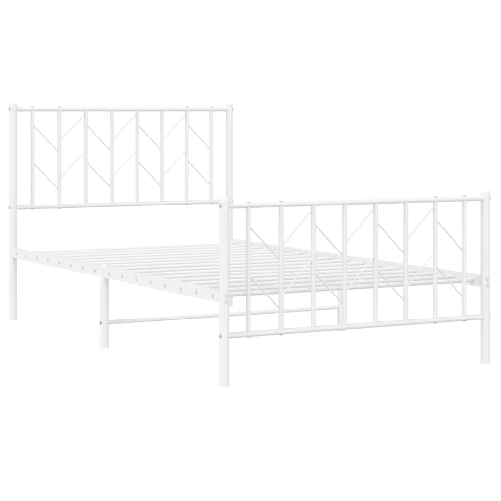 vidaXL Metal Bed Frame without Mattress with Footboard White 100x200cm