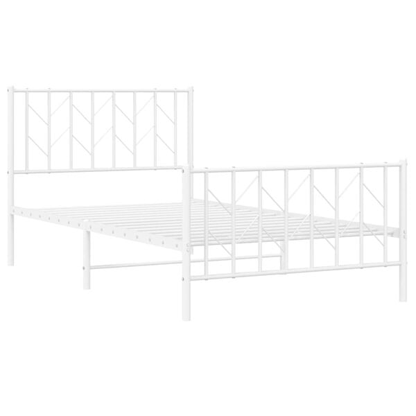 vidaXL Metal Bed Frame without Mattress with Footboard White 100x200cm