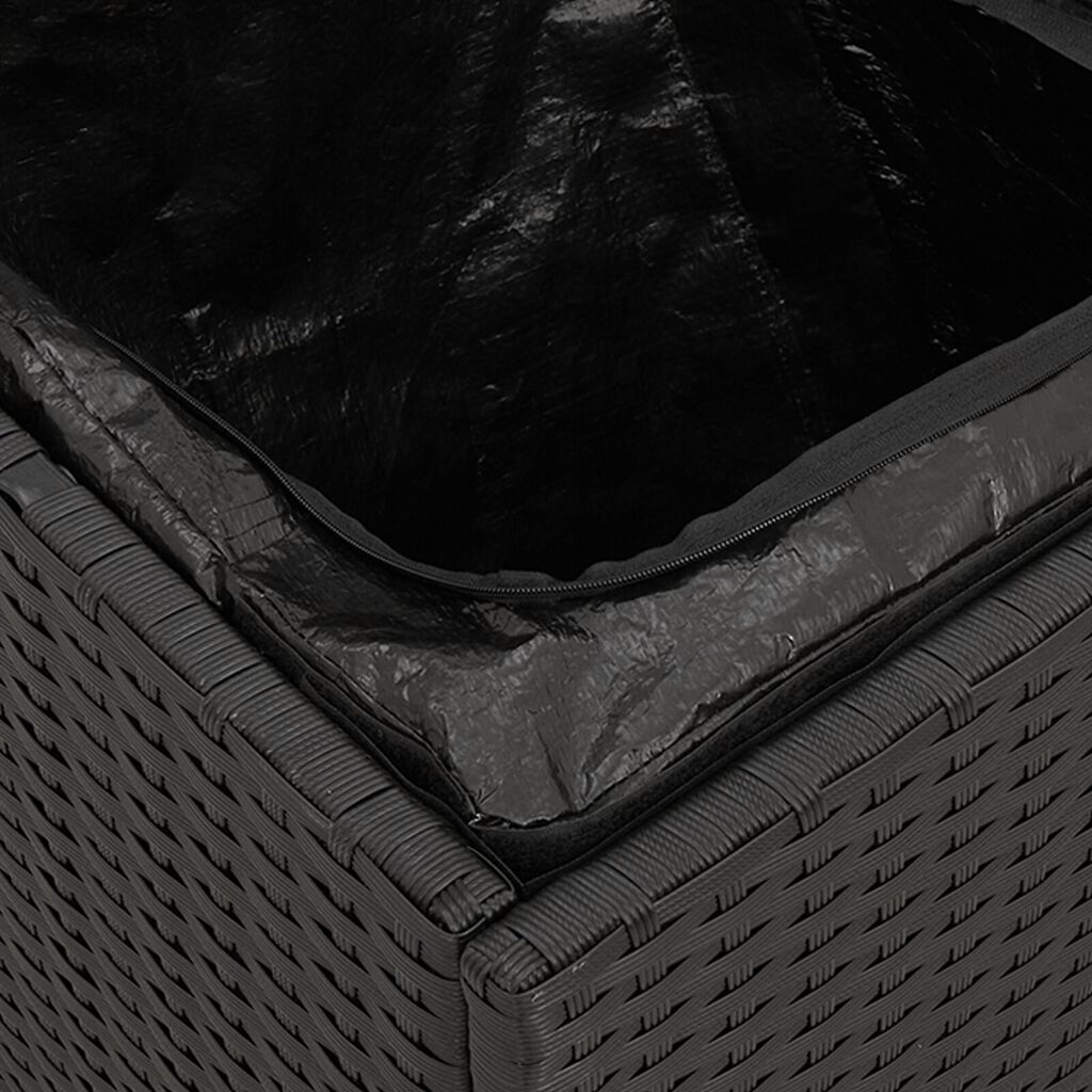 vidaXL Outdoor Storage Box Black and Cream Rattan, Polyester 80 cm