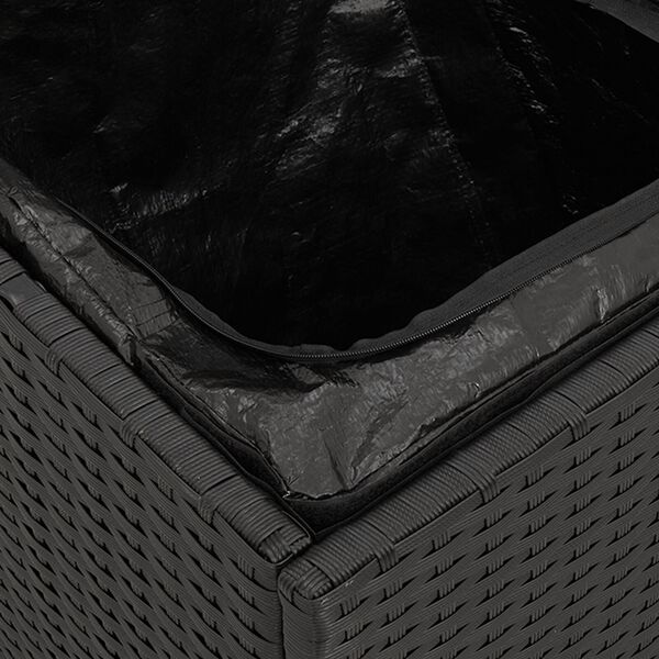 vidaXL Outdoor Storage Box Black and Cream Rattan, Polyester 80 cm