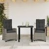 vidaXL 5 Piece Garden Dining Set with Cushions Grey Poly Rattan