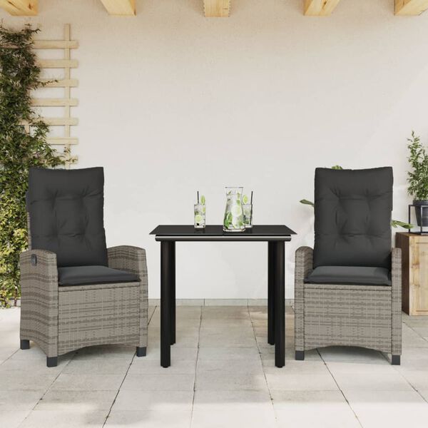 vidaXL 5 Piece Garden Dining Set with Cushions Grey Poly Rattan