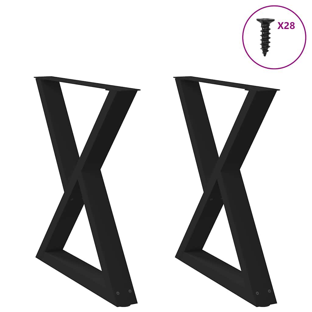 vidaXL Dining Table Legs 2 pcs Black 80x(72-73.3) cm Steel