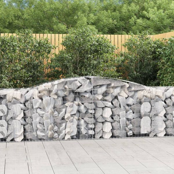vidaXL Arched Gabion Basket 400x50x80/100 cm Galvanised Iron