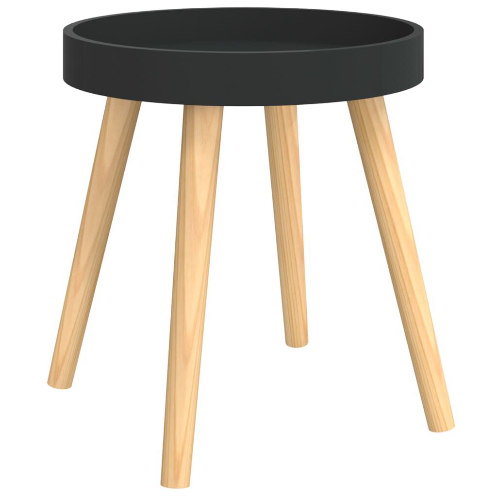 vidaXL Side Table Black 38x38x40 cm Engineered Wood&Solid Wood Pine