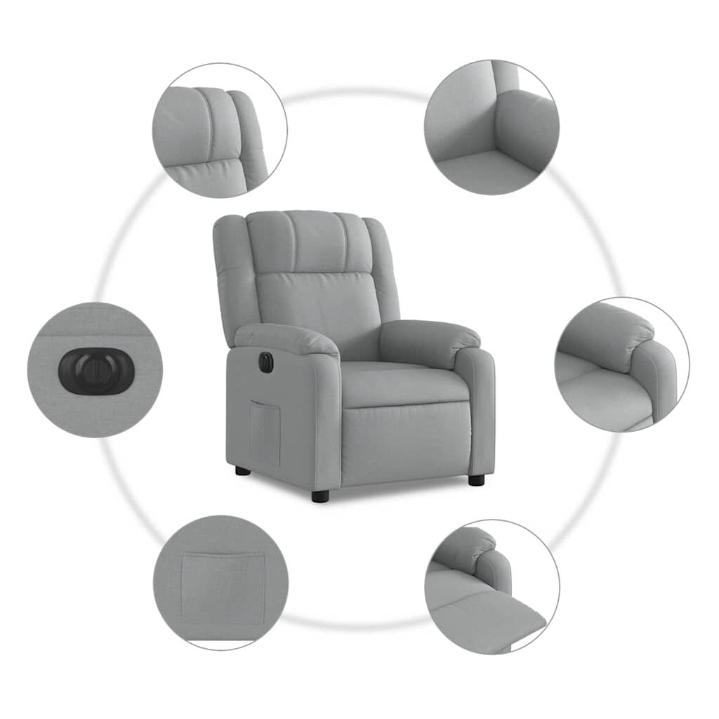 vidaXL Electric Recliner Chair Light Grey Fabric