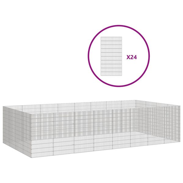 vidaXL Free Range Animal Enclosure 24-Panel 54x100 cm Galvanised Iron