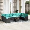 vidaXL Garden Sofa Set 11 pcs Black and turquoise