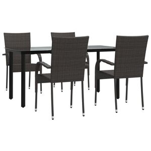 vidaXL 5 Piece Garden Dining Set Brown Poly Rattan