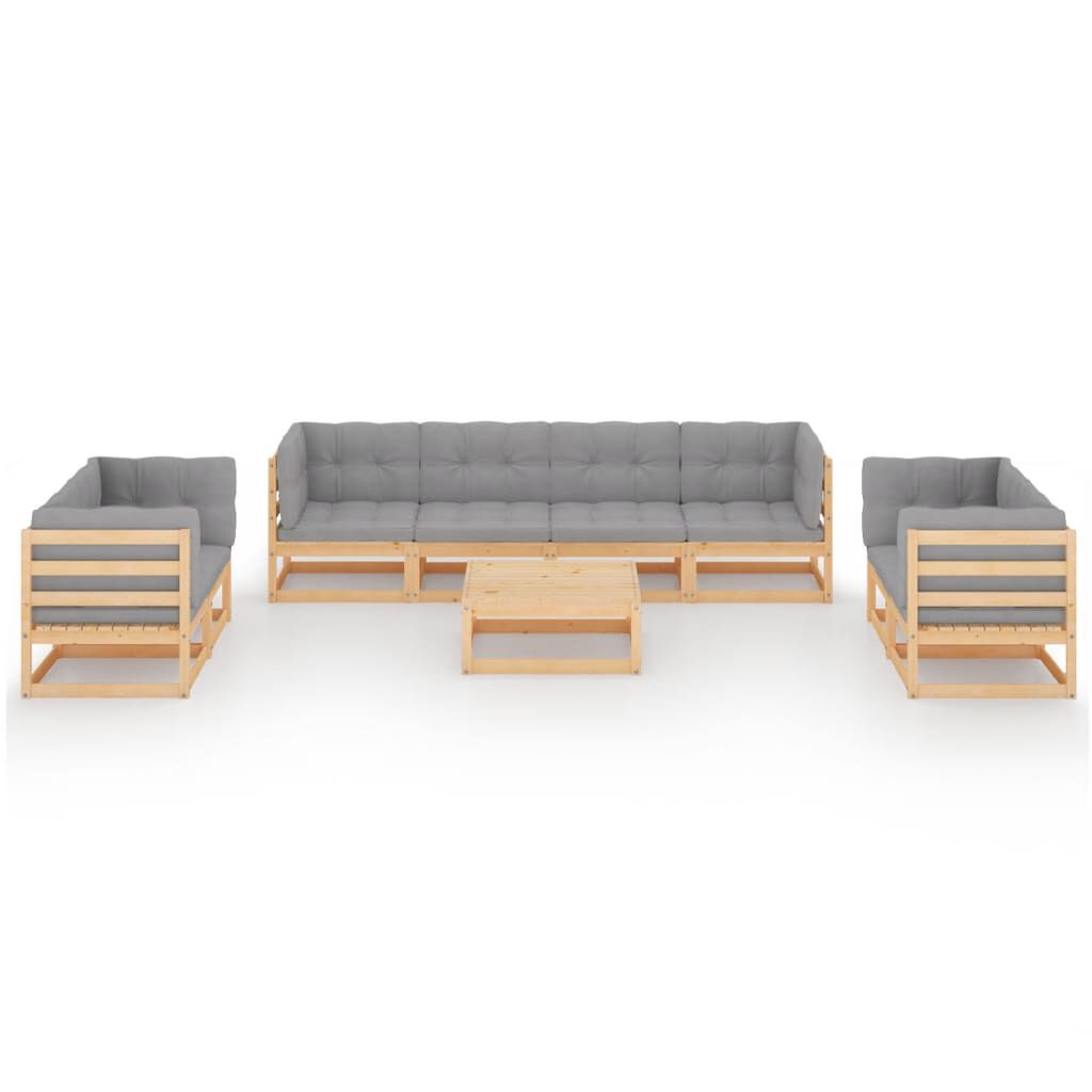 vidaXL 9 Piece Garden Lounge Set with Cushions Solid Pinewood