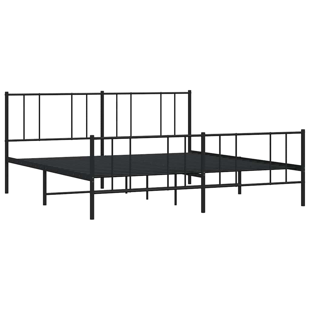 vidaXL Metal Bed Frame without Mattress with Footboard Black 183x213cm