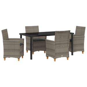 vidaXL Garden Dining Set 5 pcs Grey Poly Rattan