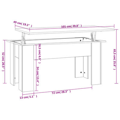 vidaXL Coffee Table Smoked Oak 101x49x52 cm Engineered Wood