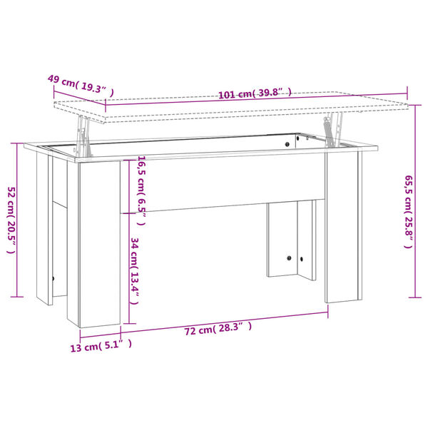 vidaXL Coffee Table Smoked Oak 101x49x52 cm Engineered Wood