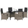 vidaXL Garden Dining Set with Cushion 5 pcs Grey Poly Rattan