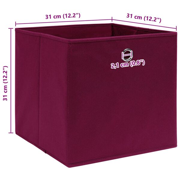 vidaXL Storage Boxes 4 pcs Dark Red 32x32x32 cm Fabric