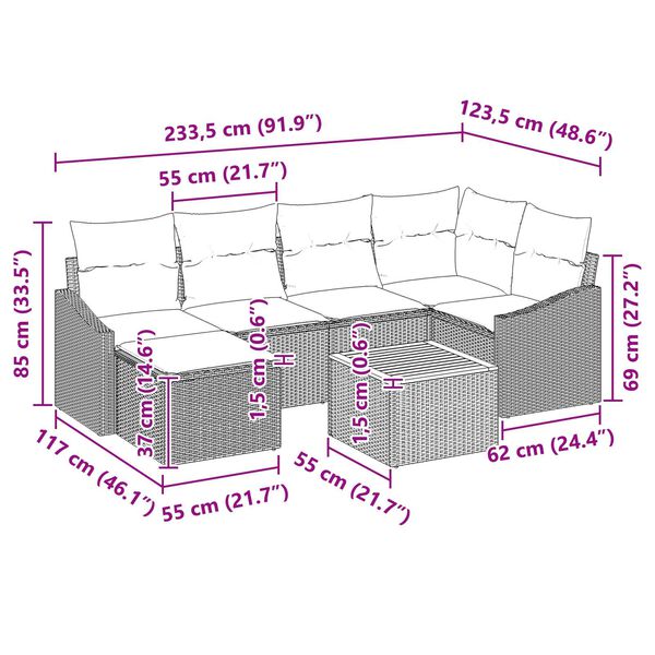 vidaXL Garden Sofa Set 7 pcs Black, turquoise
