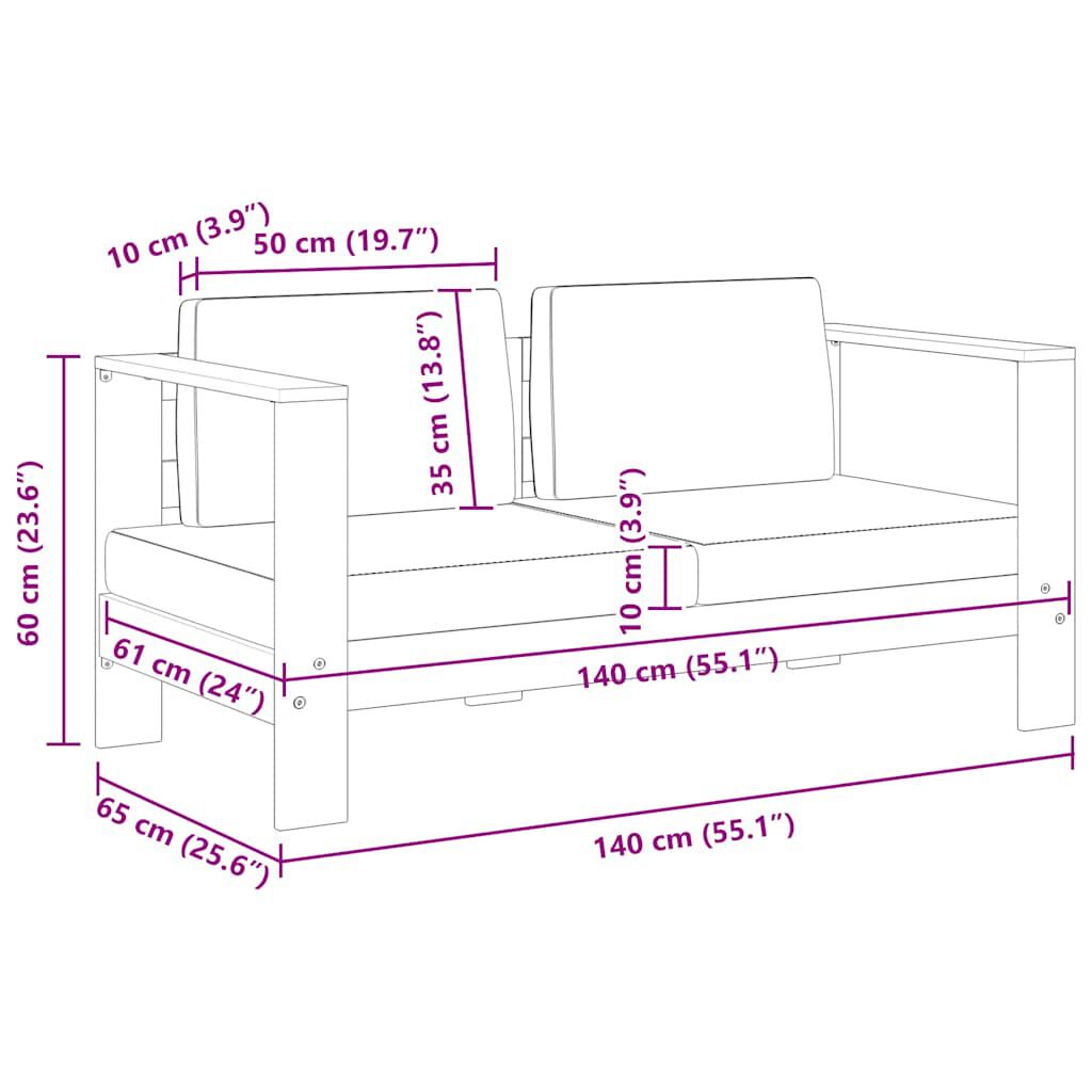 vidaXL Garden Sofa Bench with Cushions 140 cm Solid Acacia Wood Grey
