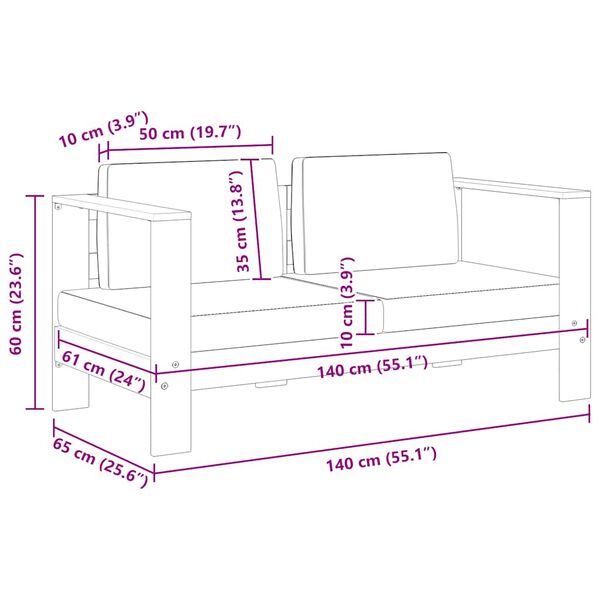 vidaXL Garden Sofa Bench with Cushions 140 cm Solid Acacia Wood Grey