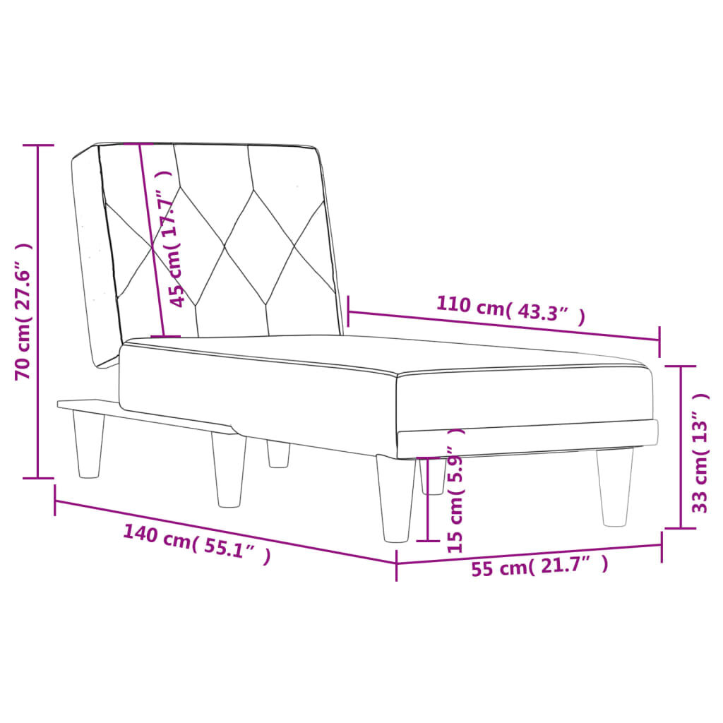 vidaXL Chaise Longue Dark Grey Velvet