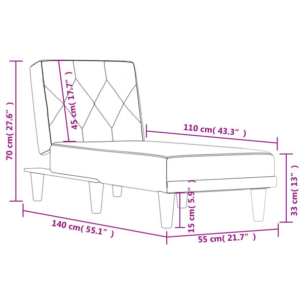 vidaXL Chaise Longue Dark Grey Velvet
