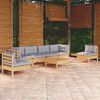vidaXL 7 Piece Garden Lounge Set with Grey Cushions Solid Pinewood