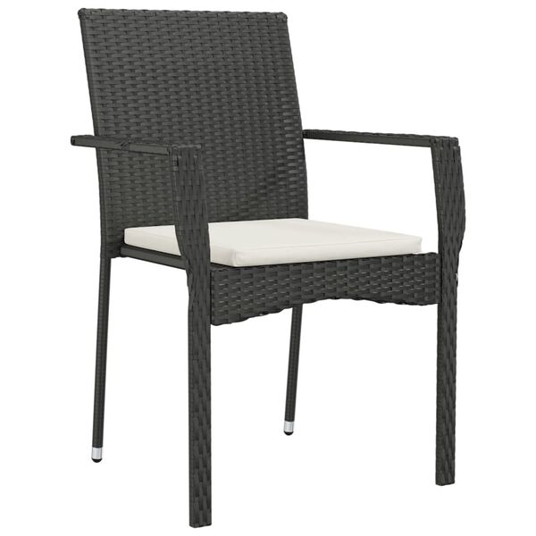 vidaXL Garden Chairs with Cushions 4 pcs Poly Rattan Black