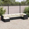 vidaXL 7 Piece Garden Lounge Set with Cushions Black Poly Rattan