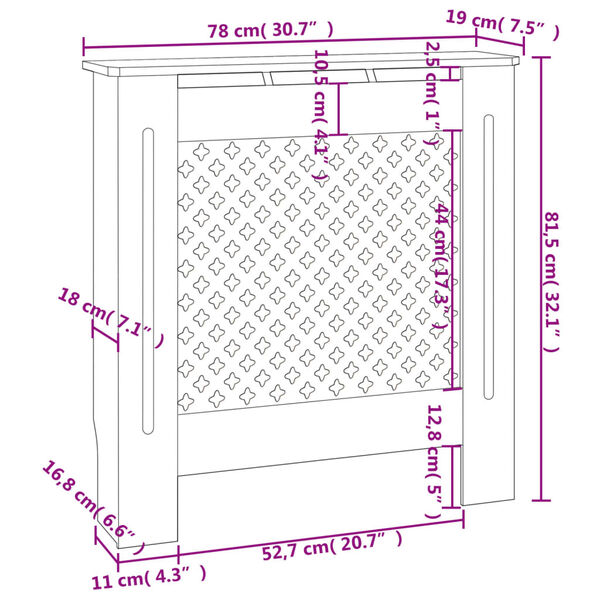 vidaXL MDF Radiator Cover White 78 cm