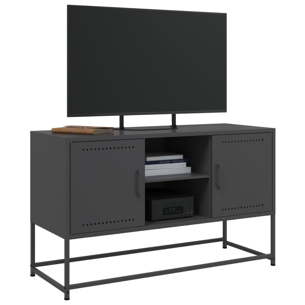 vidaXL TV Cabinet Black 100.5x39x60.5 cm Steel