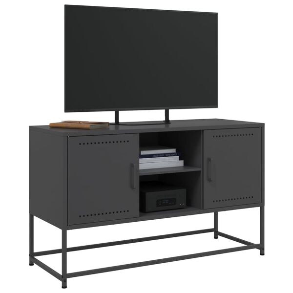vidaXL TV Cabinet Black 100.5x39x60.5 cm Steel