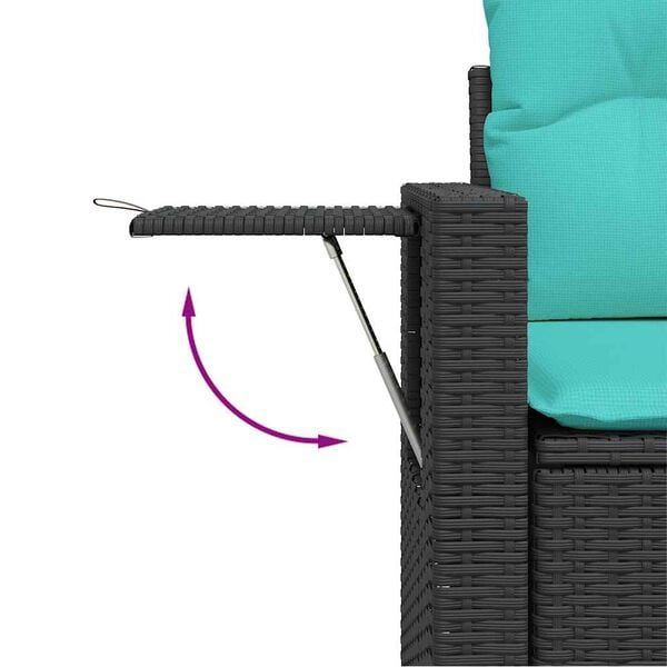 vidaXL 11 Piece Garden Sofa Set with Cushions Black Poly Rattan Acacia