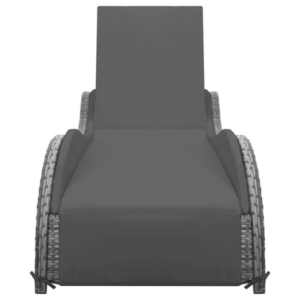 vidaXL Sun Lounger with Cushion Poly Rattan Anthracite