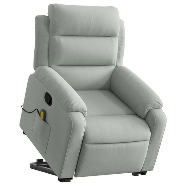 vidaXL Stand up Massage Recliner Chair Light Grey Velvet