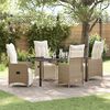 vidaXL Garden Dining Set with Cushion 5 pcs Beige Poly Rattan