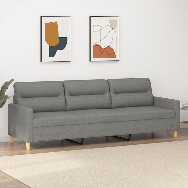 vidaXL 3-Seater Sofa Dark Grey 210 cm Fabric
