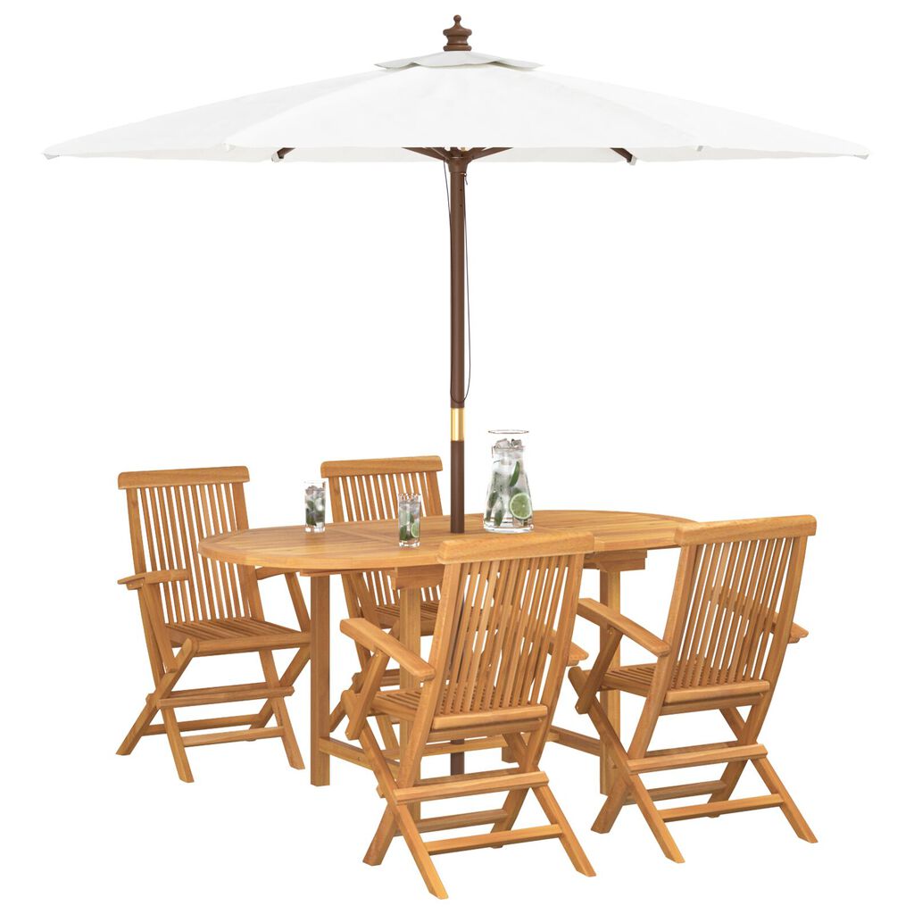 vidaXL 5 Piece Garden Dining Set Solid Wood Teak