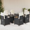 vidaXL 7 Piece Garden Dining Set with Cushions Beige Poly Rattan