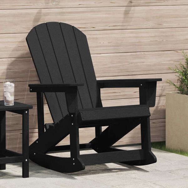 vidaXL Adirondack Rocking Chair Black 73.5x92x90 cm HDPE